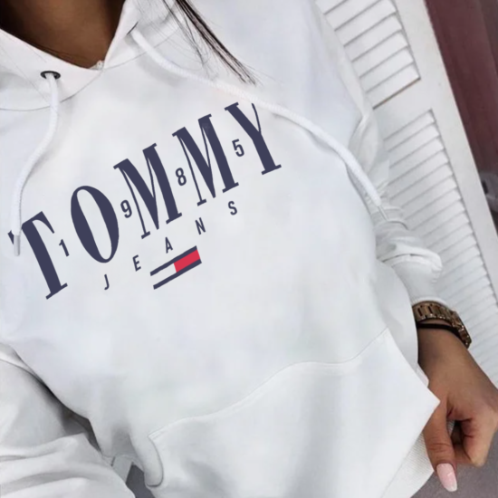 bluza damska tommy jeans biała kangurka