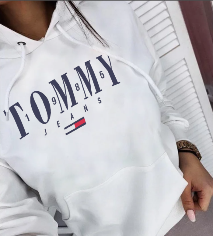 bluza damska tommy jeans biała kangurka