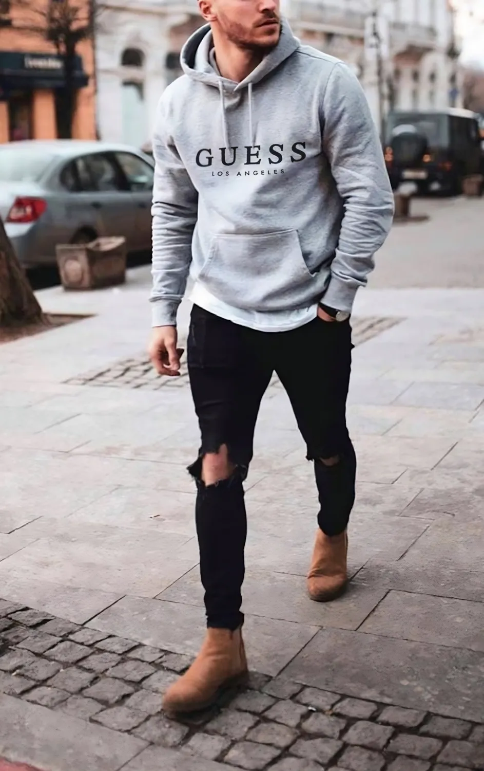 Bluza Męska Guess Los Angeles Szara