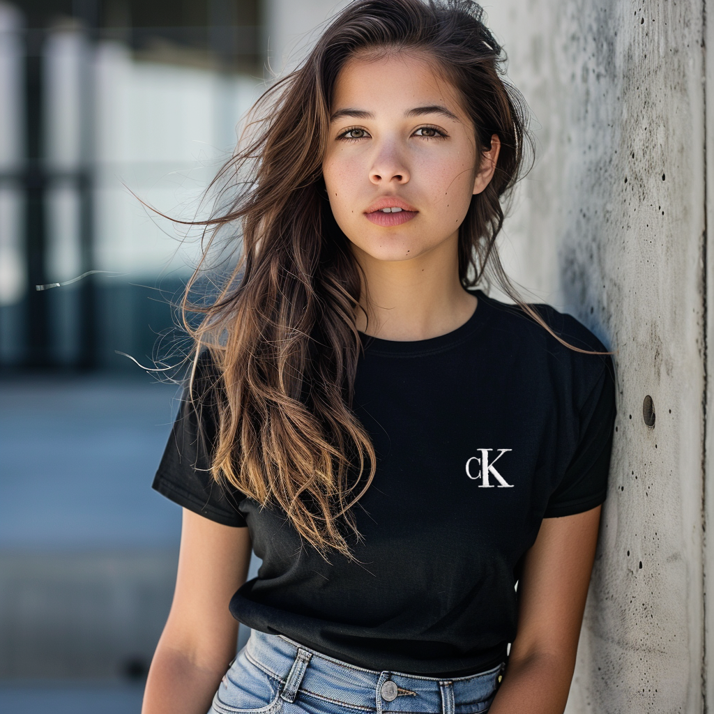 Koszulka Damska Calvin Klein Czarna Haft