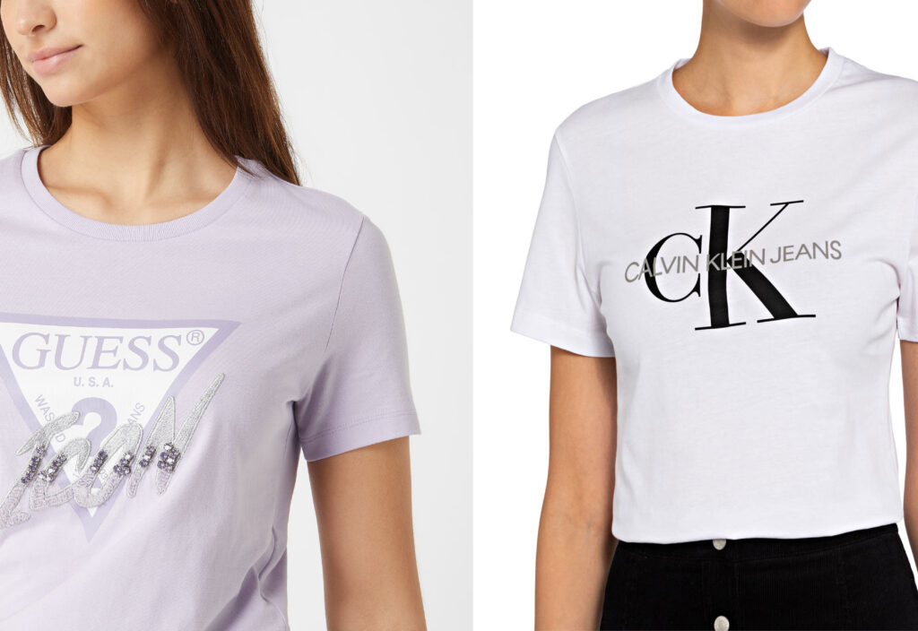 koszulki damskie guess vs calvin klein - bezposrednie porownanie