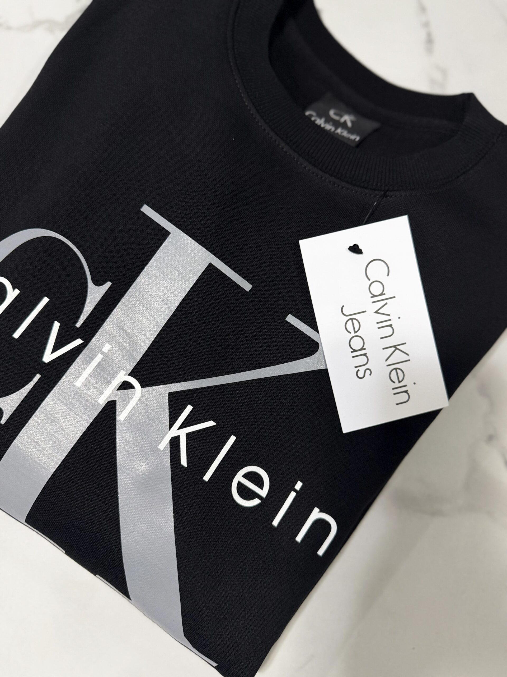 Bluza Calvin Klein Męska Bez Kaptura Czarna - obrazek 3