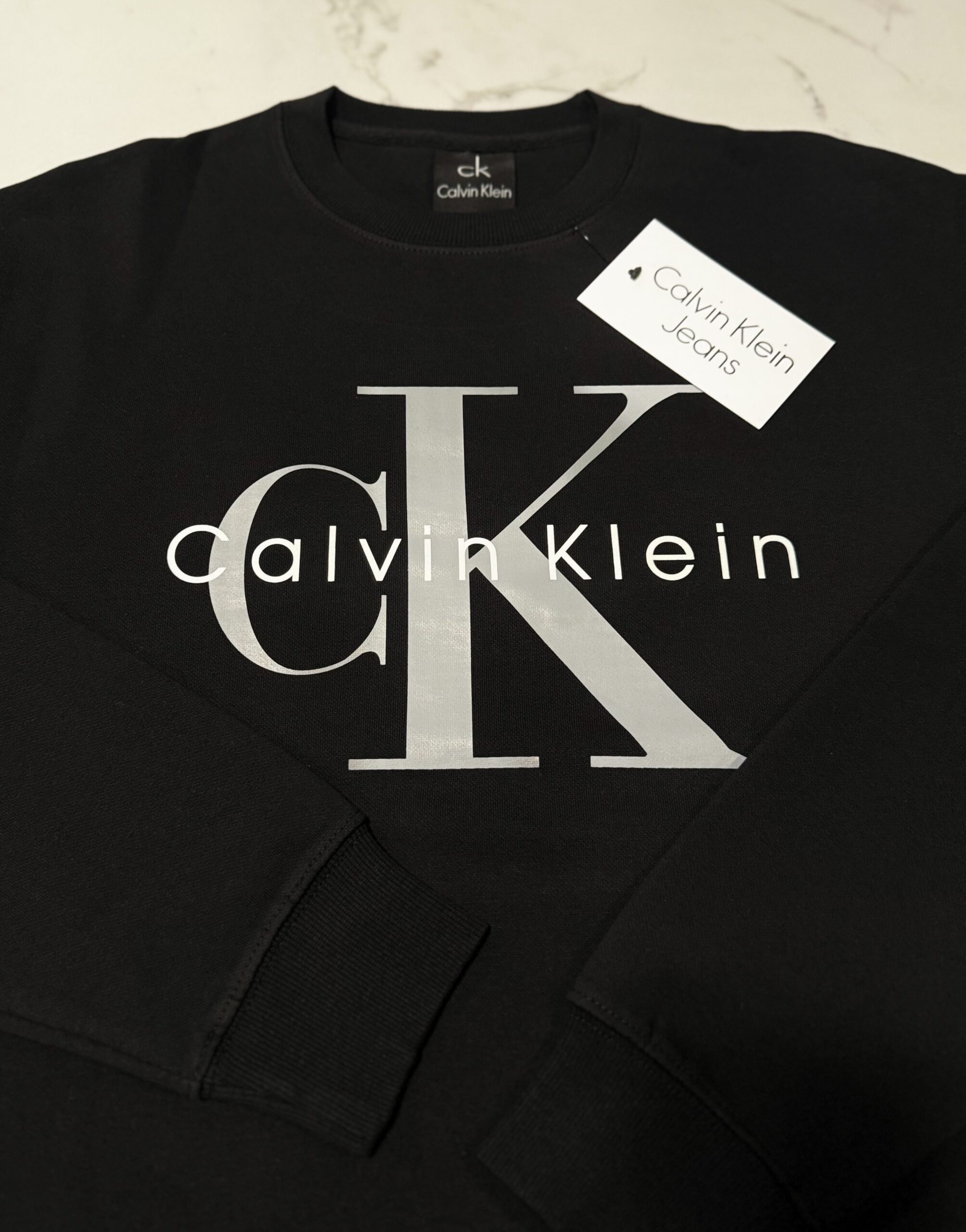 Bluza Calvin Klein Męska Bez Kaptura Czarna - obrazek 4