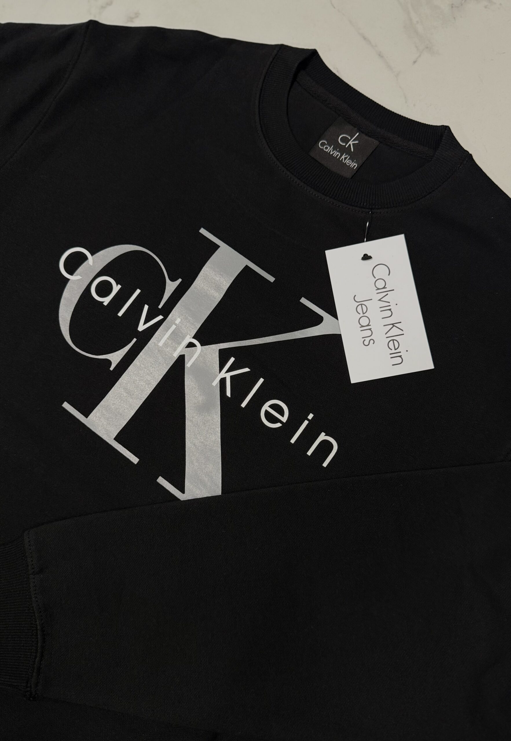 Bluza Calvin Klein Męska Bez Kaptura Czarna - obrazek 5