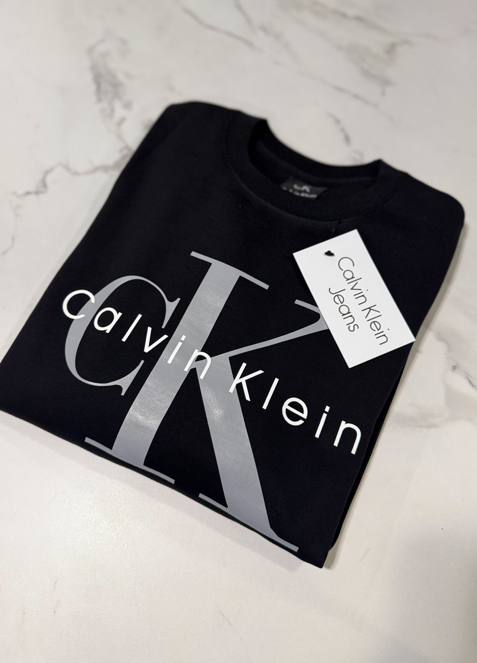 Bluza Calvin Klein Męska Bez Kaptura Czarna - obrazek 2