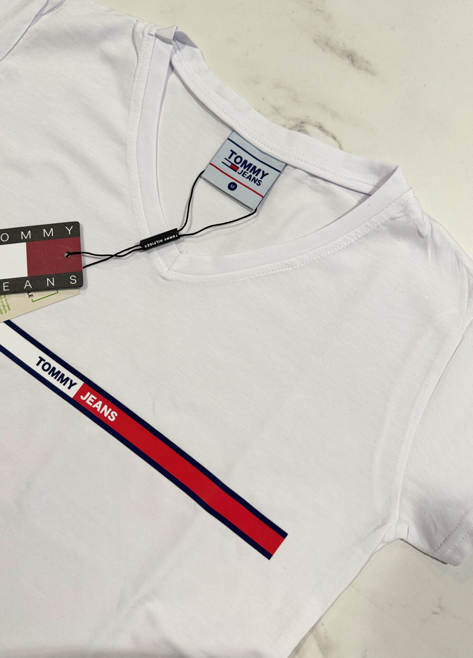 Koszulka Damska Tommy Jeans Biała Dekolt V - obrazek 6