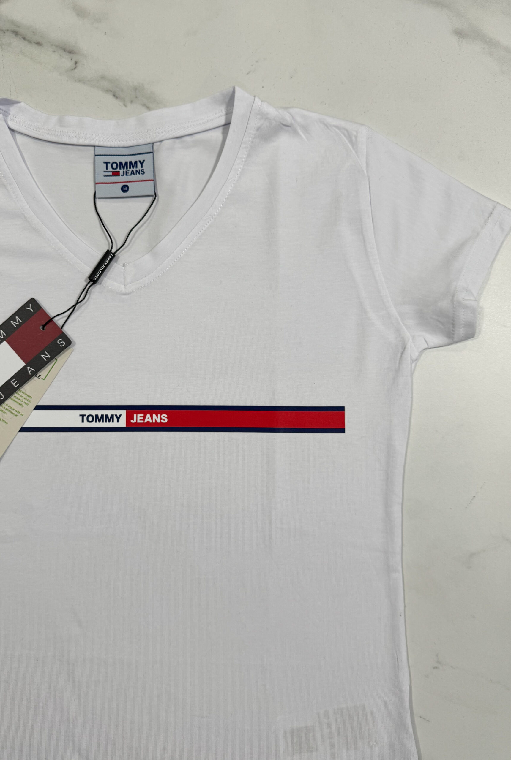 Koszulka Damska Tommy Jeans Biała Dekolt V - obrazek 5