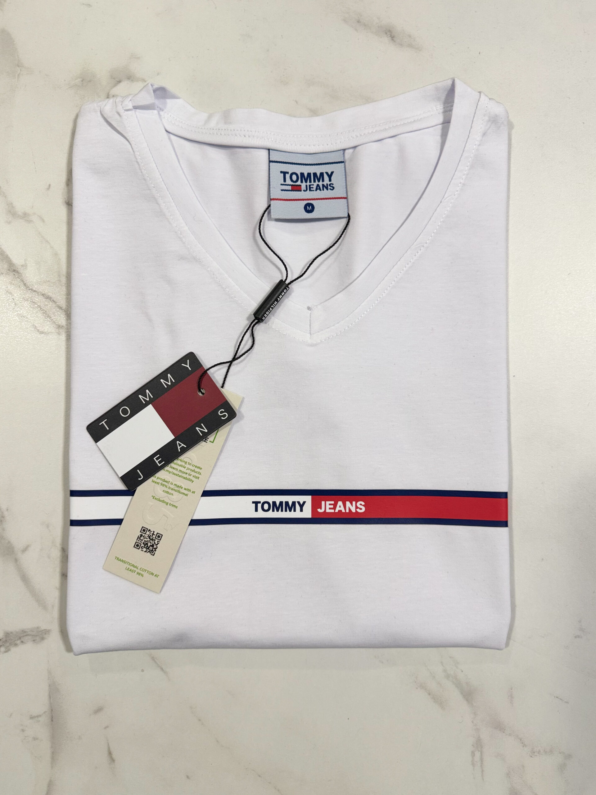 Koszulka Damska Tommy Jeans Biała Dekolt V - obrazek 3