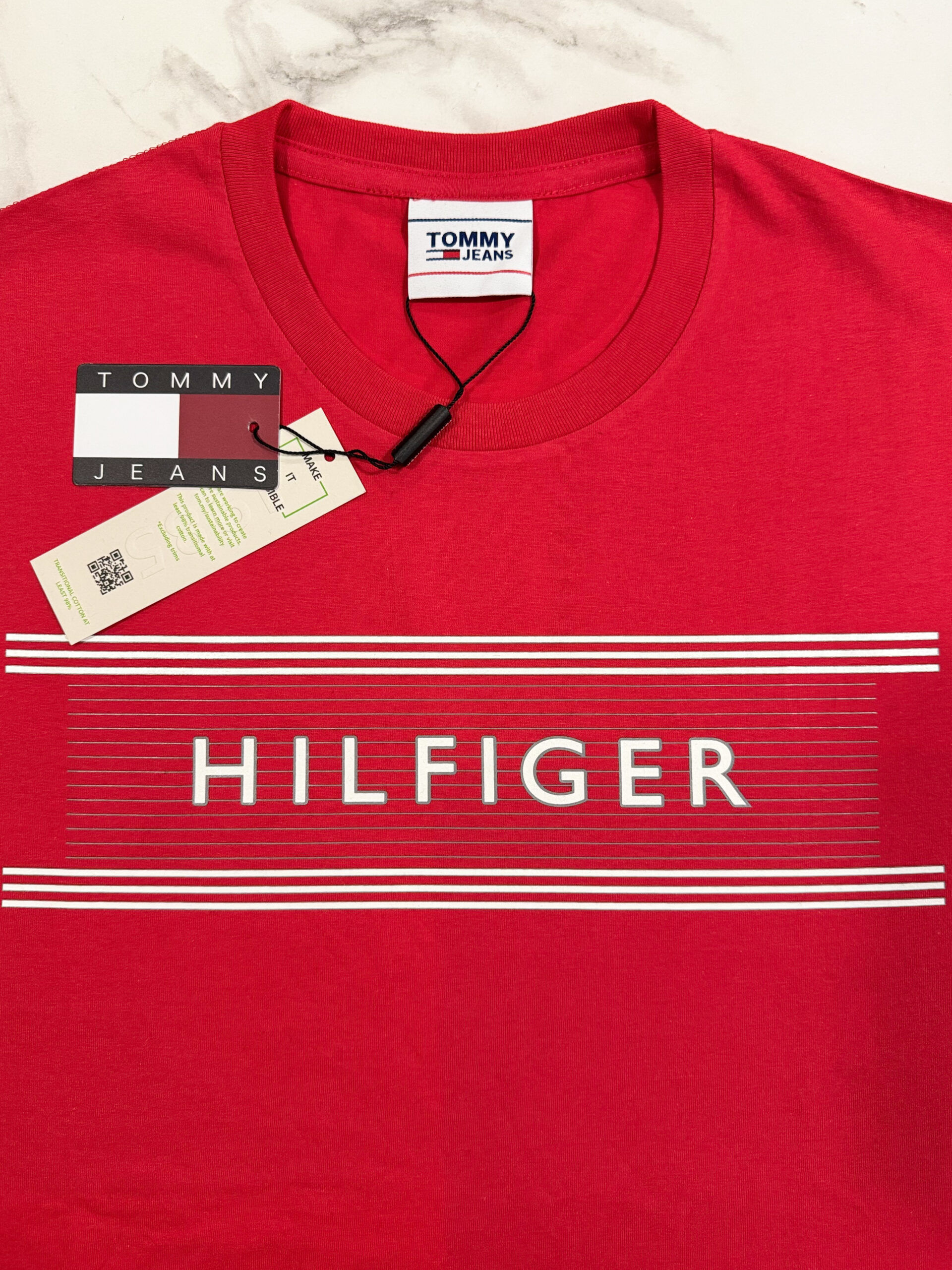Koszulka Męska Tommy Hilfiger Czerwona - obrazek 4
