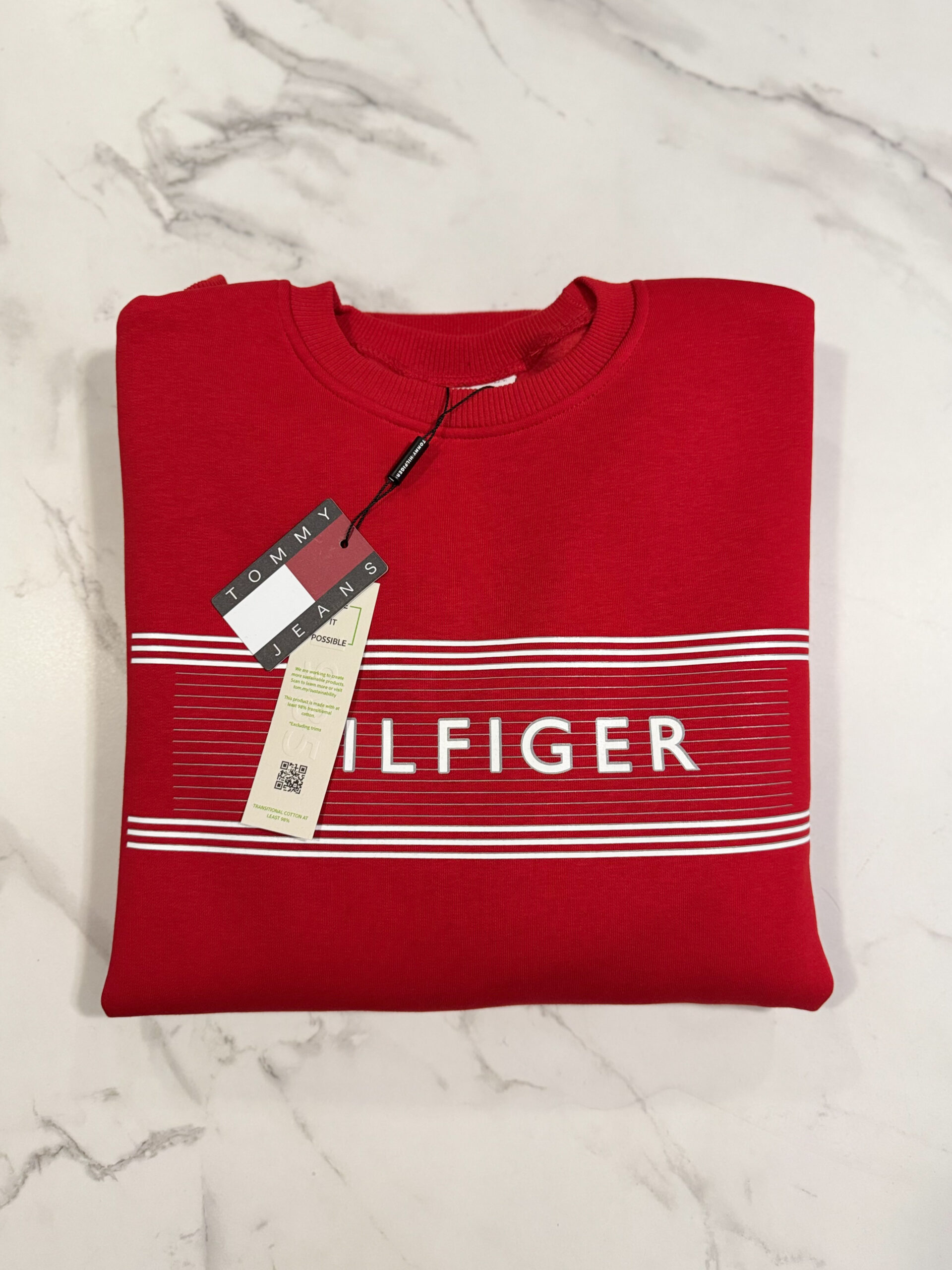 Bluza Męska Bez Kaptura Tommy Hilfiger Czerwona - obrazek 2