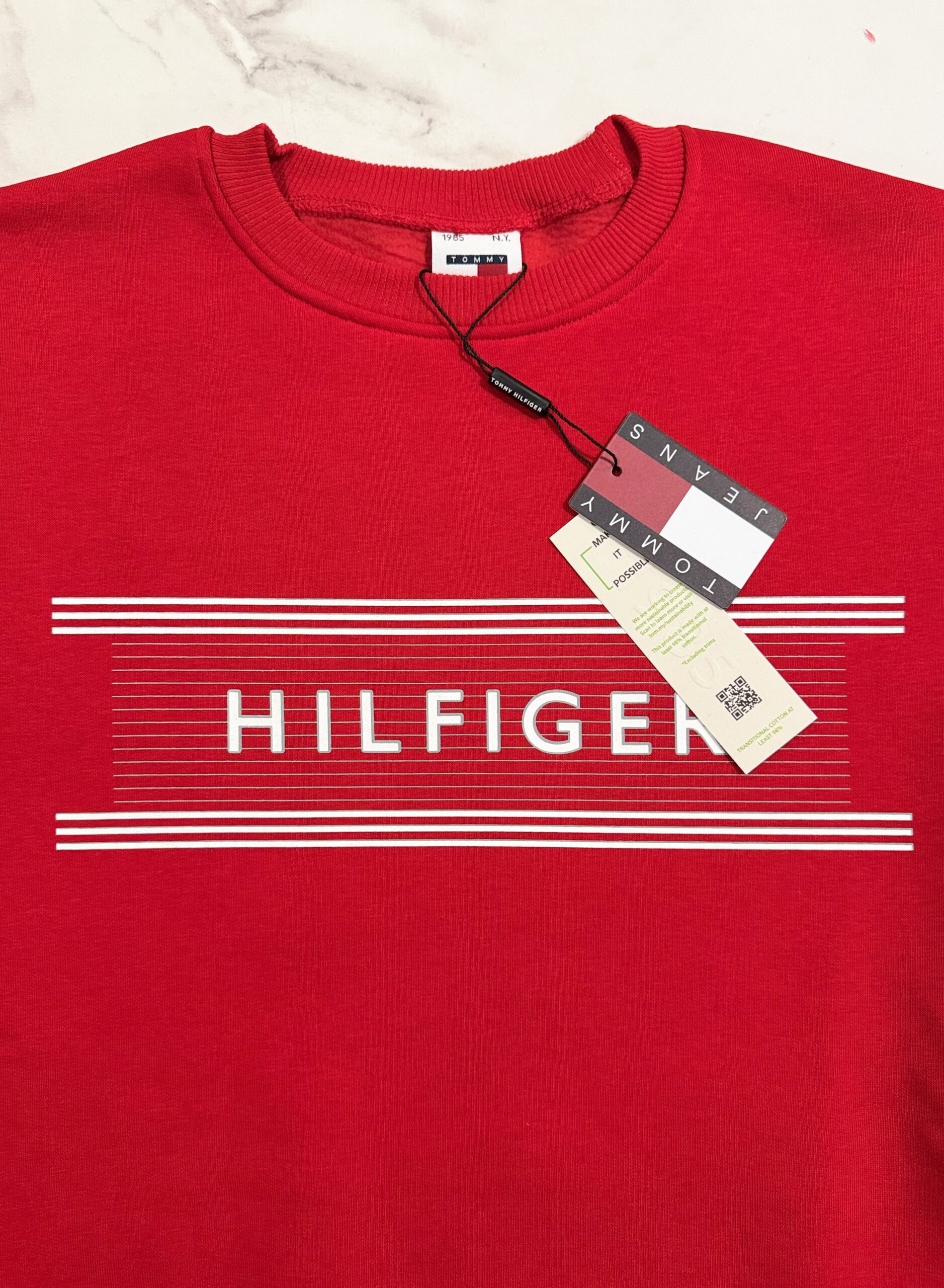 Bluza Męska Bez Kaptura Tommy Hilfiger Czerwona - obrazek 5