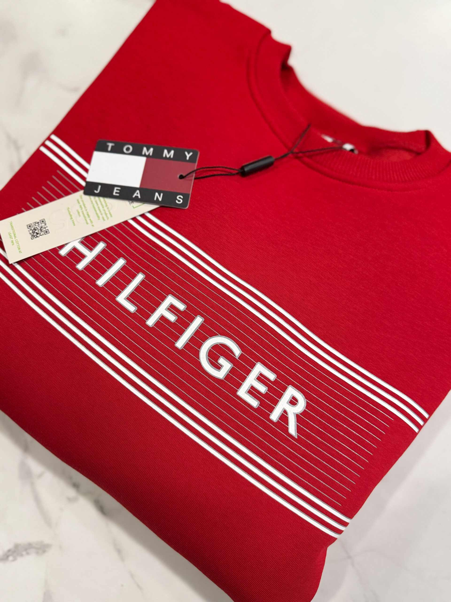 Bluza Męska Bez Kaptura Tommy Hilfiger Czerwona - obrazek 4