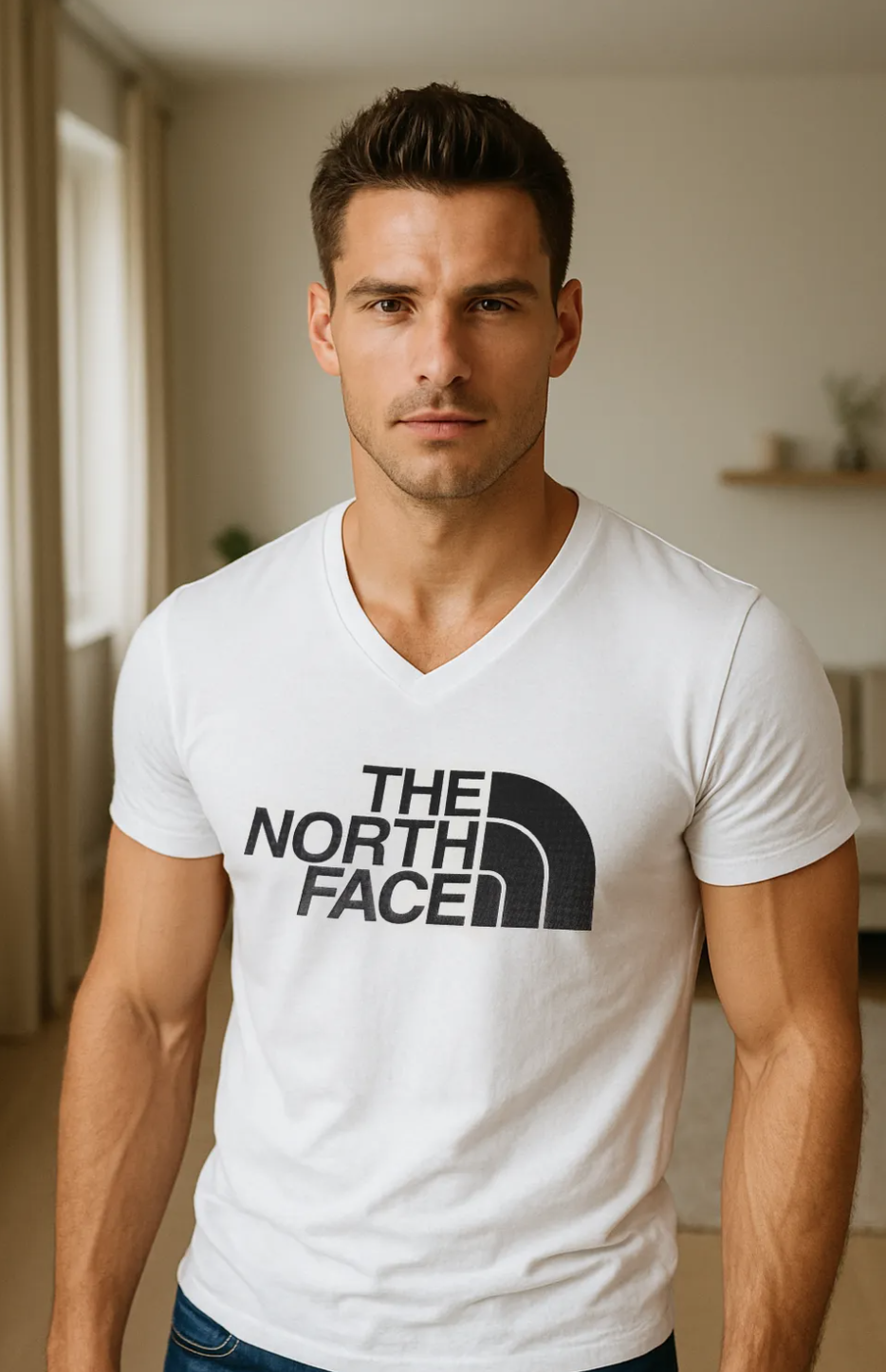 Koszulka Męska The North Face Biała Dekolt V