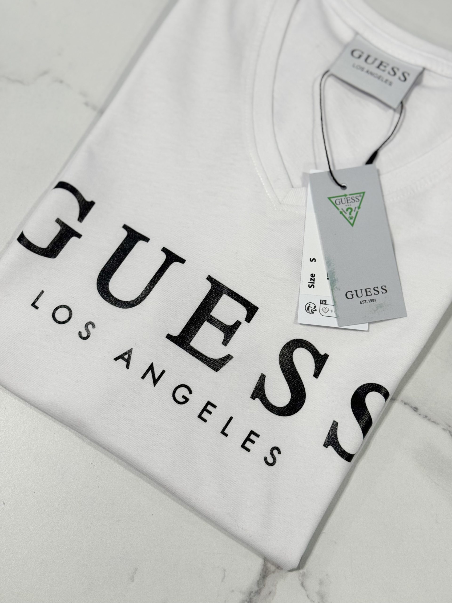 Koszulka Damska Guess Biała Dekolt V - obrazek 3